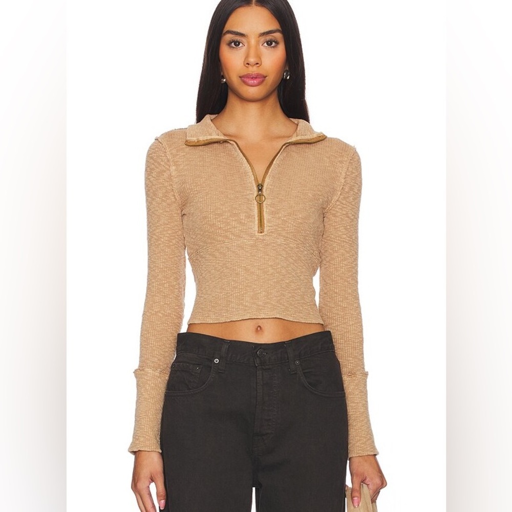 ⭐️NWT We The Free / Free People Midnight Half Zip Sweater in Tobacco